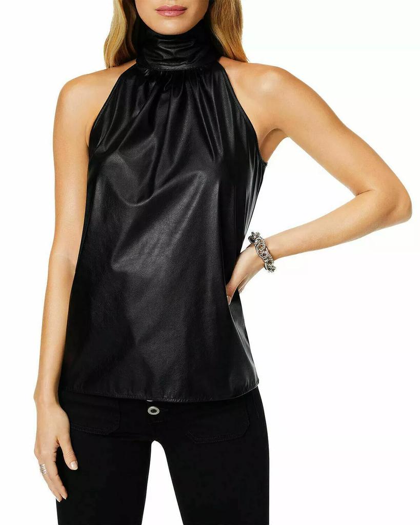 Sleeveless Women's Top Casual Party Stylish Black Genuine Soft Lambskin Leather