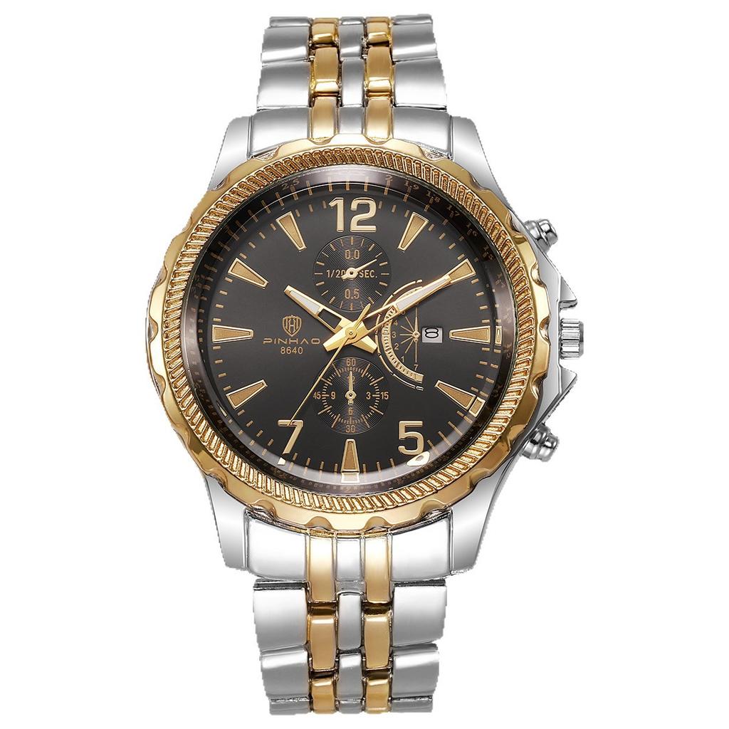 Men'S Speedmaster Business Large Dial Steel Belt Multifunctional Digital Face Calendar Waterproof Watch
