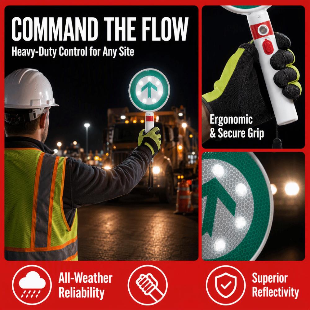 Reversible Handheld Stop Sign LED Road Safety Sign Traffic Control Sign Stop Go Sign  Parking Lot