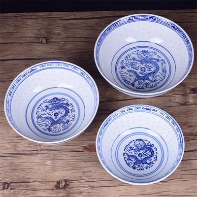Blue and White Porcelain Dragon Pattern Rice Bowl Ceramic Under Glaze Jingdezhen Soup Noodle Bowl