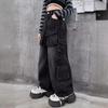 Cargo Jeans for Girls Spring Loose Casual Elastic Waist Teenage Children Wide Leg Pants Design Streetwear Kids Trousers