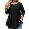 Women’s Plus Size 3/4 Sleeve Tunic Top Loose Fit Round Neck Casual Basic Blouse Soft Lightweight Fabric Comfortable Design