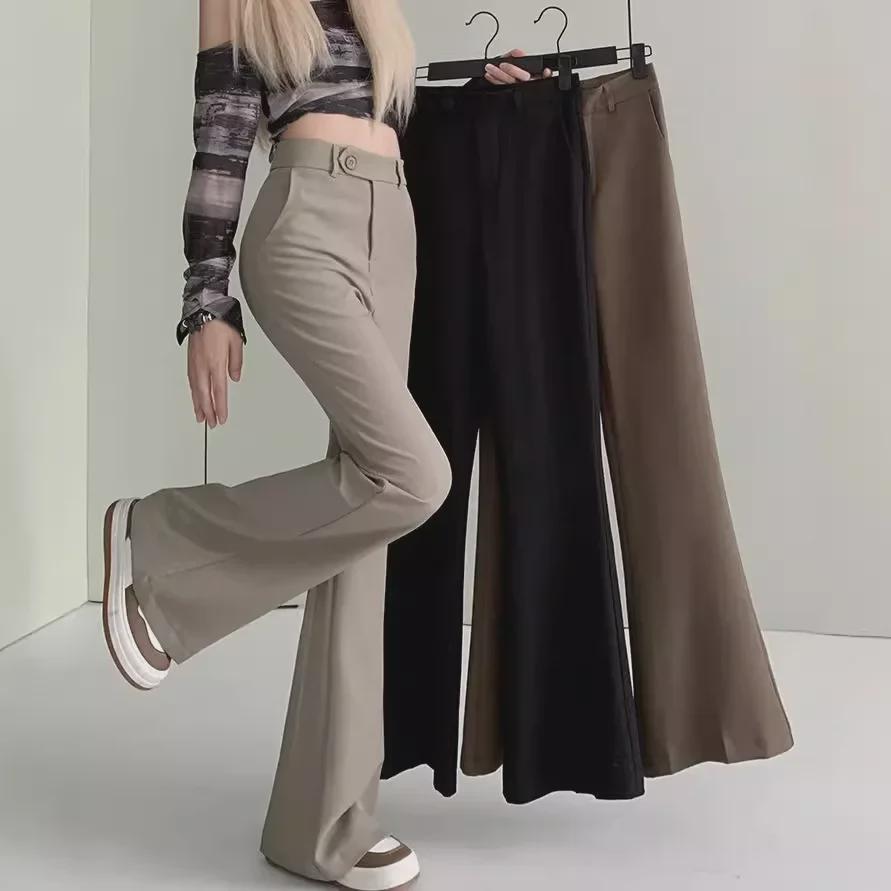 

Women s High-Waist Slim Flared Trousers - Summer 2024 Collection XL кофейный