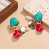Light Luxury High-end Retro Ethnic Style Colorful Acrylic Pendant Stud Earrings Baroque Special-shaped Pearl Earrings Women