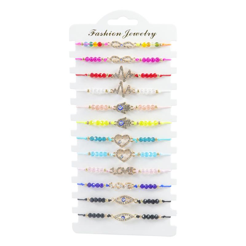 Bohemian Hand-woven Colorful Seed Bead Adjustable Bracelet with Rhinestone Connector
