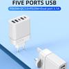 120W Super Fast Charger Head 5 Ports 10A Charger USB Fast Charger High Speed Charging 3 USB 2 Type C for iPhone Samsung Xiaomi