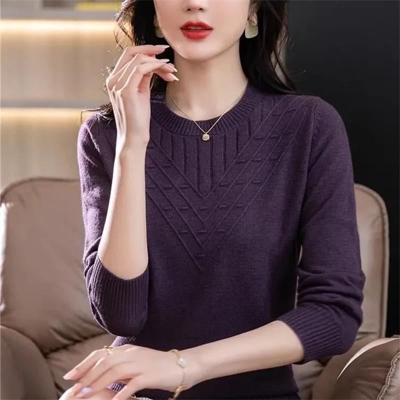 Women's Knitting Tops Autumn Winter Foreign Sweaters Mother's Loose Coat Slim Pullover Blouse Ladies Jacket