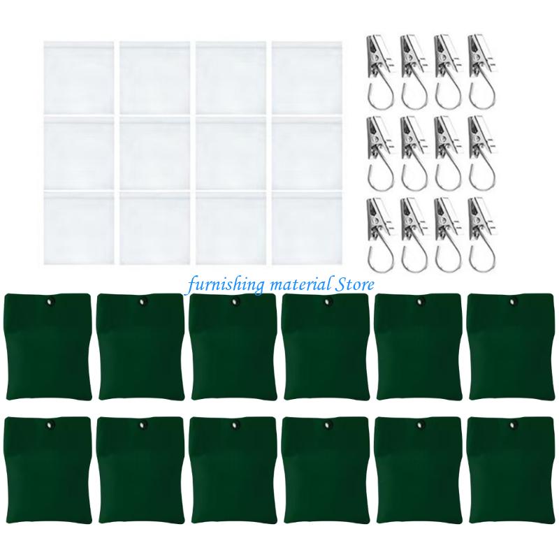 Y5GD Outdoor Weighted Curtain Anchors with Seal Bags Thickened Canvas Material & Rustproof Clip 12pcs For Wind Resistance