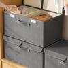Clothing Storage Box with Dustproof Lid Foldable Design Large Capacity Toys Blankets Storage Basket with Reinforced Handles