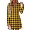 Women's Fashion Plaid V-Neck Long Sleeve Dress