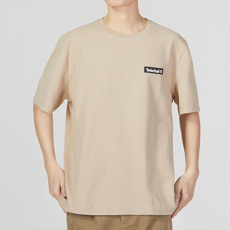 Timberland Solid Color Brand Logo Sports Casual Round Neck Short Sleeve T-Shirt Men Tops Khaki A6Q99-269