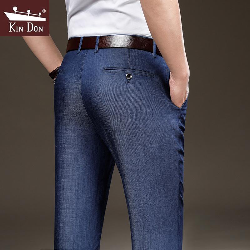 Jindun Męskie Letnie Jeansy Tencelowe Slim-Fit Stretch 8100