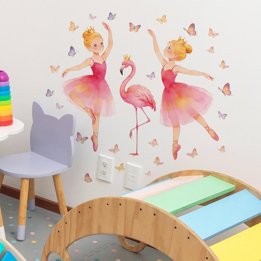 Ballet Dancer Girl Wall Sticker Self-Adhesive Removable for Bedroom Living Room Study Room Elegant Home Decor Art