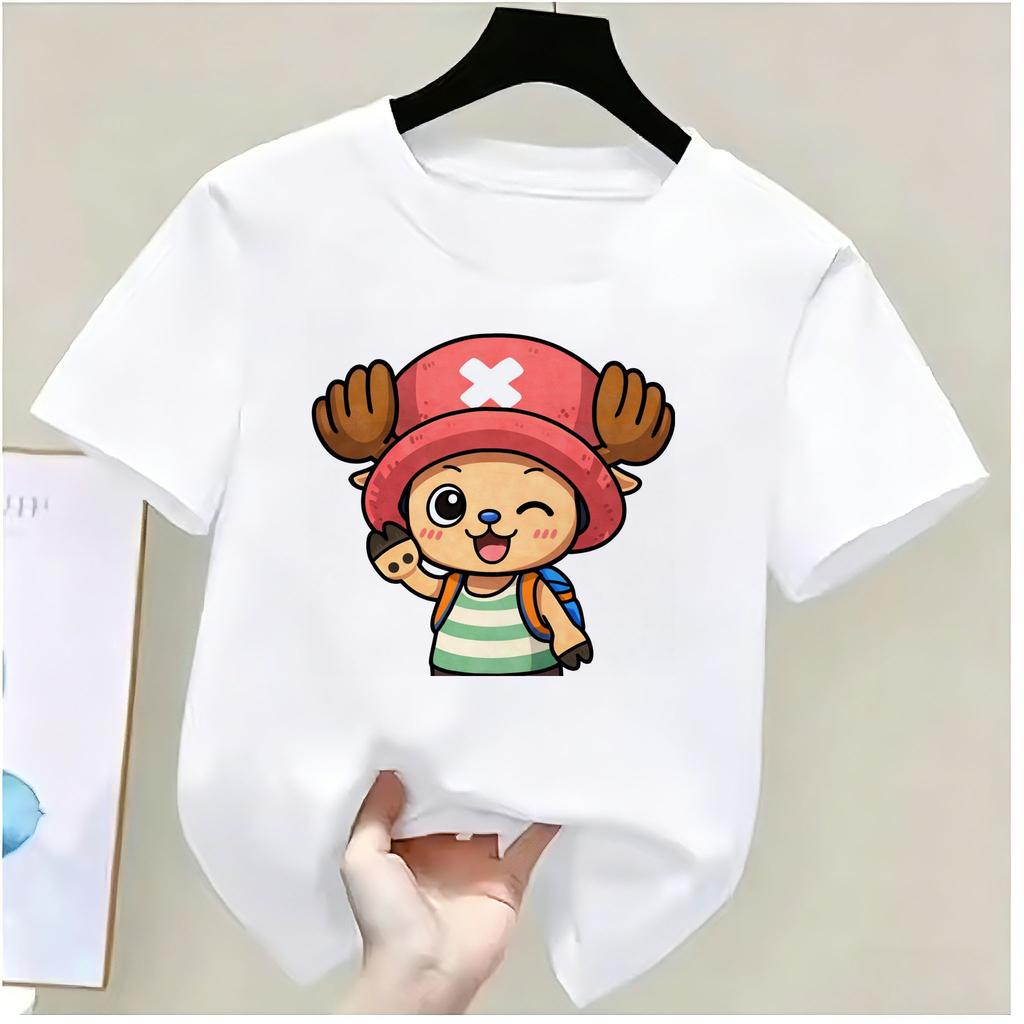 Summer New Arrival One Piece Pattern Tshirt unisex anime print casual shortsleeved fashionable streetwear top Y2K style