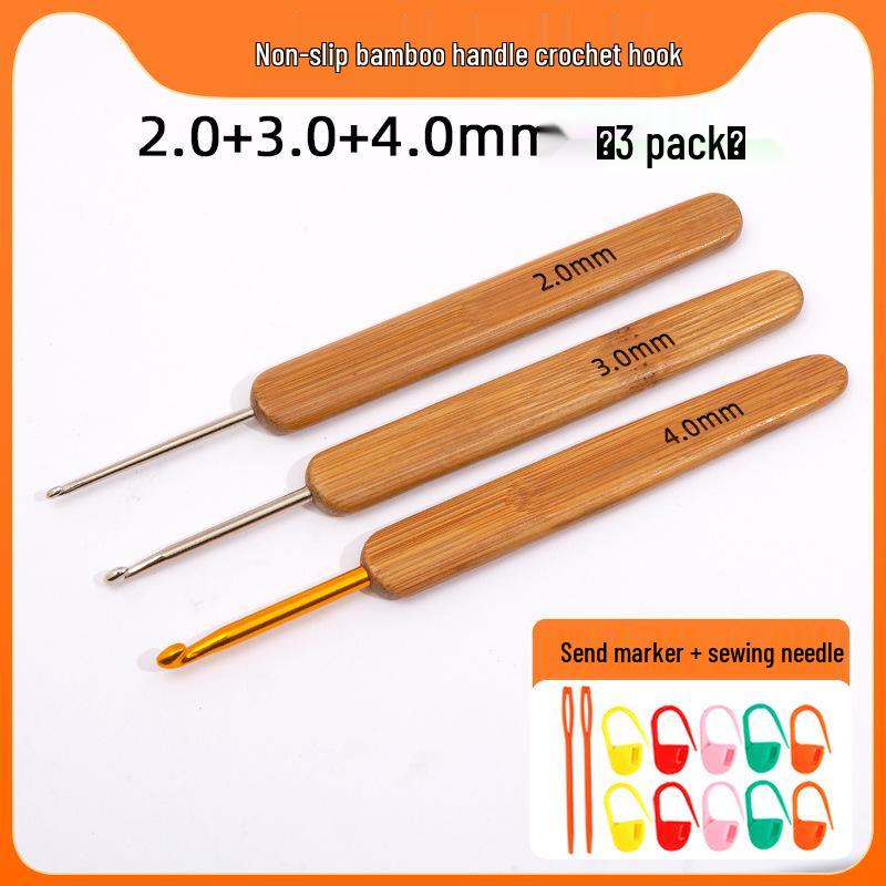 Carbonized Bamboo Crochet Yarn & Knitting Tool Set with Extra-Fine Old-Fashioned Bamboo Handle Set