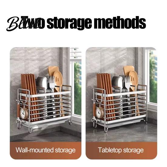 Durable Metal Drainer Rack Rust Utensil 46056 Holder Stainless Steel Compartments Drying Proof Space Saving Kitchen Storage Sink Caddy
