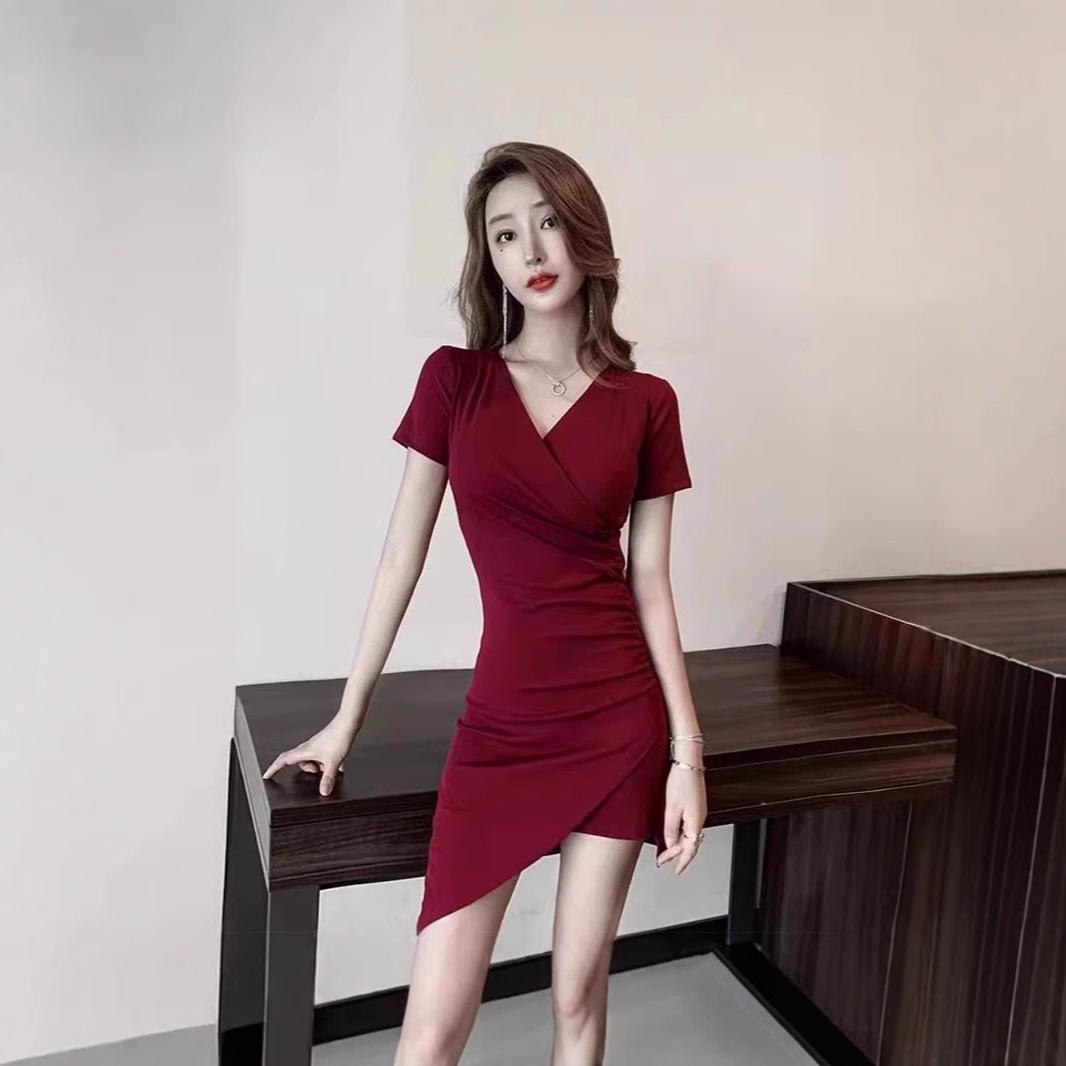

2024 Women s Irregular Bodycon Mini Dress – Slimming & Figure-Flattering S чёрный
