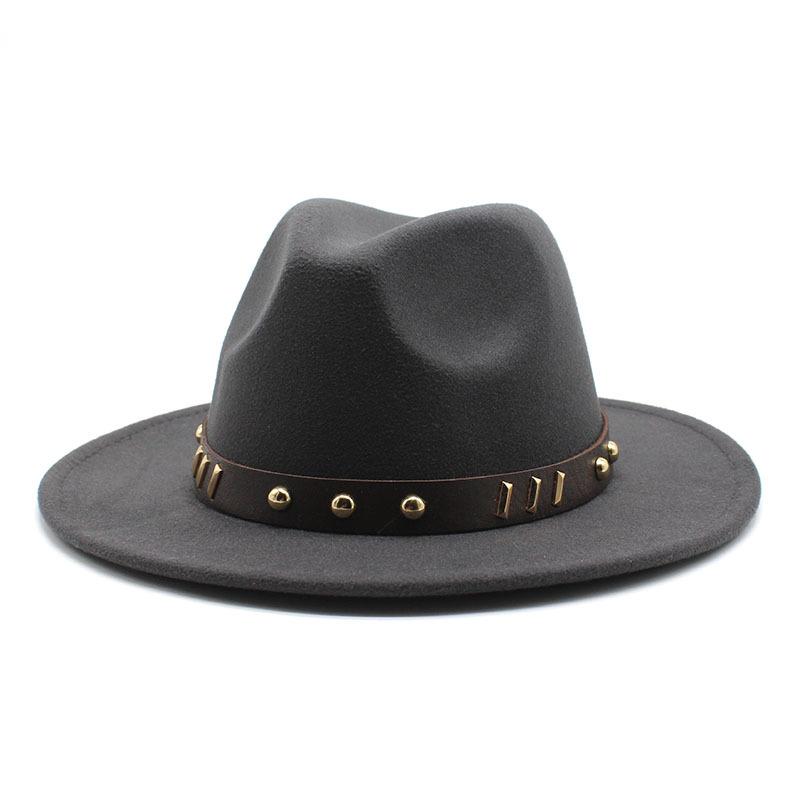 Belt Accessories Wool Top Hat Jazz Hat Vintage Black Wool Jazz Hat Flat-Brimmed Eaves Hat