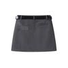 Women's High Waist Gray Half Skirt - 2026 Autumn College Style Slimming, Hip Hugging Petite Short Skirt