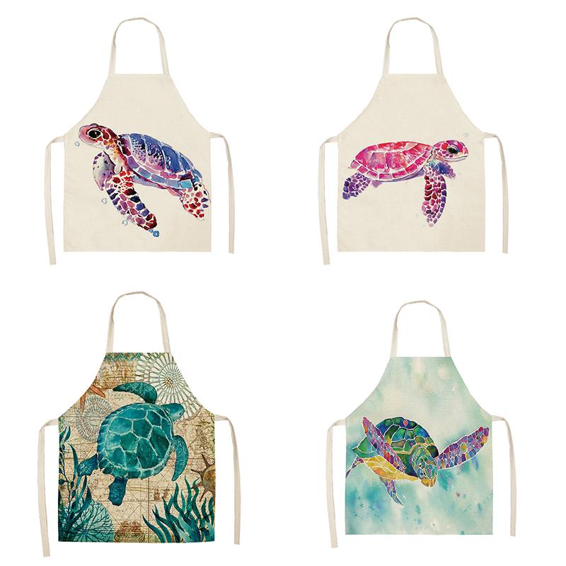 

Kitchen Apron Turtle Ocean color pattern art apron Female male apron Cooking Baking Chef Linen apron bib Home cleaning apron