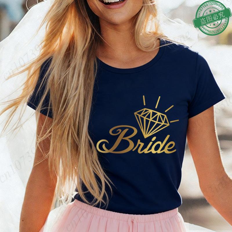 Team Bride Matching T-Shirts Diamond Ring Graphic Tees Bachelorette Hen Party Summer Short Sleeve O Neck Tops for Bridesmaids