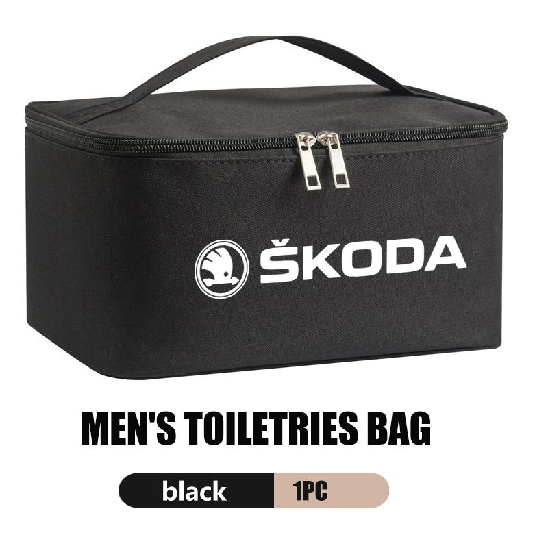 Qsdnr5 Große Kapazität Auto Logo Kulturtasche Reise Aufbewahrungsbox Auto Zubehör Für Skoda VRS Superb Yeti Octavia Enyaq Rapid Karoq