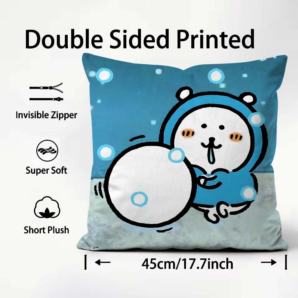 J-Jokes Bearr Cartoon Cushion Cover Plush Fabric Soft Double-Sided Printed Sofa Warm Winter Home Child Gift Pillow Case