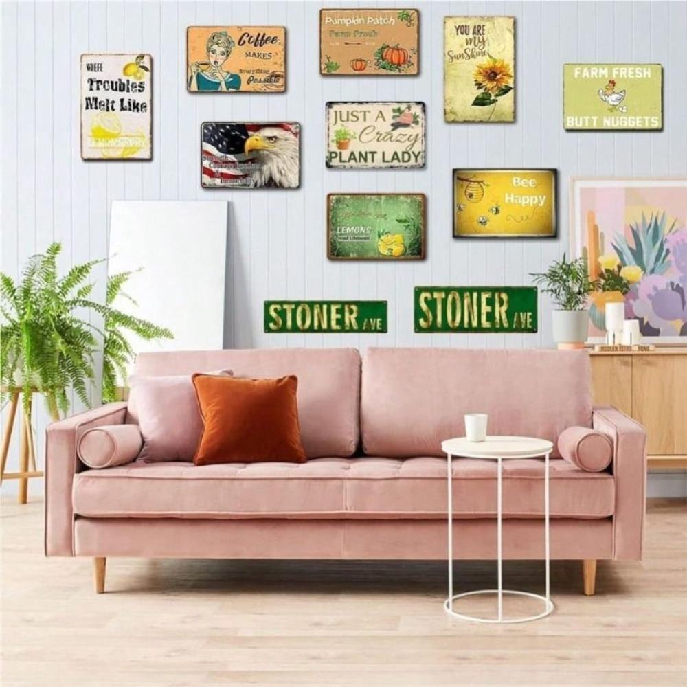 Metal Poster Wall Art Vintage Library Sign Garden Bookshelf Decor