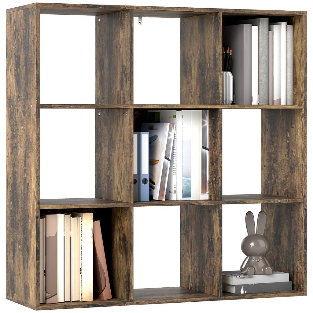 Nine-Cube Storage Shelf - Rustic Brown
