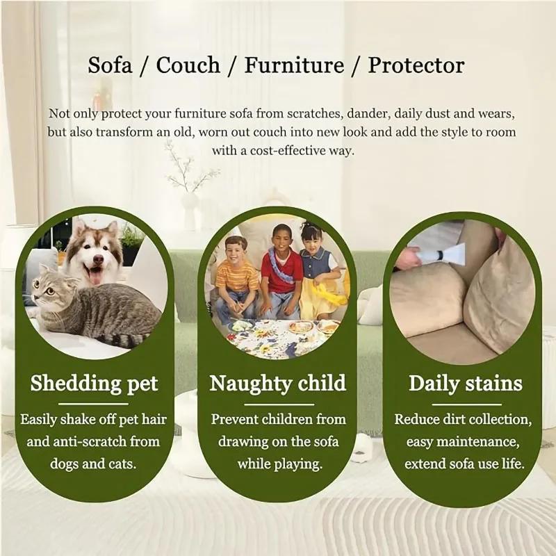 Chenille Waterproof Sofa Towel Blanket Multipurpose Cover for Decoration Universal All Seasons Couch Blanket Solid Cream Style