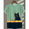 3D Printed 2025 New Men's T-shirt Cartoon Warrior Cat Art Short Sleeved Round Neck T-shirt Casual Street Top