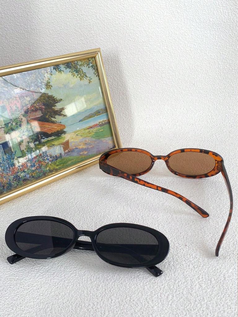 Boho 2pairs Tortoiseshell Oval Frame Glasses Black Glasses women's glasses fashion glasses