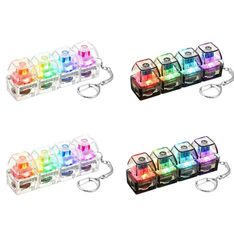 A 4-Button Fingertip Keyboard Keychain Rgb Keyboard Fidget Toy With Lights For Stress Relief Decompression Calming Accessories S