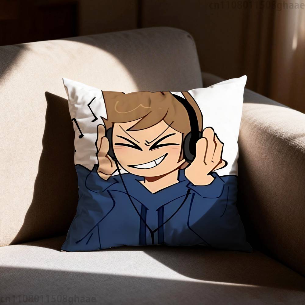 Anime Eddsworld Tom Pillow Case Antidustmite Pillowcase Invisible zipper silky short plush Sofa cushion cover