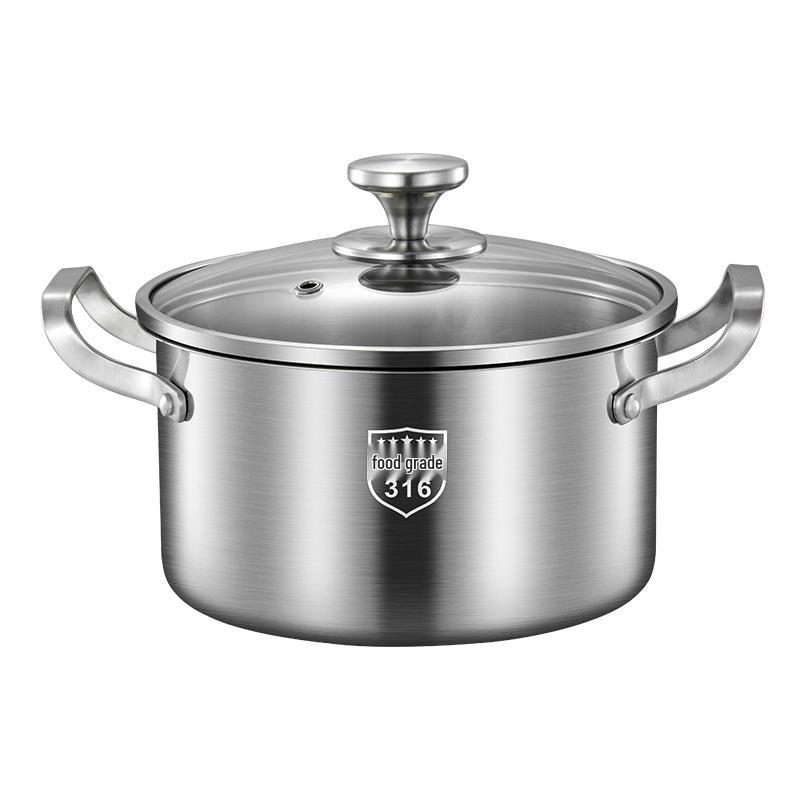 316L Stainless Steel Soup Pot with Handles - Non-Stick for Steaming, Cooking, and Stewing On Induction Cookers