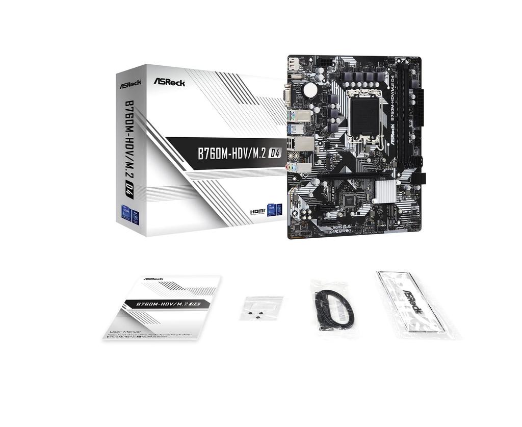 ASRock Motherboard Compatible with Intel 12th and 13th Gen CPUs B760 Micro ATX Japanese Retailer B760M-HDV/M.2 D4, (LGA1700), Chipset, DDR4, [Official