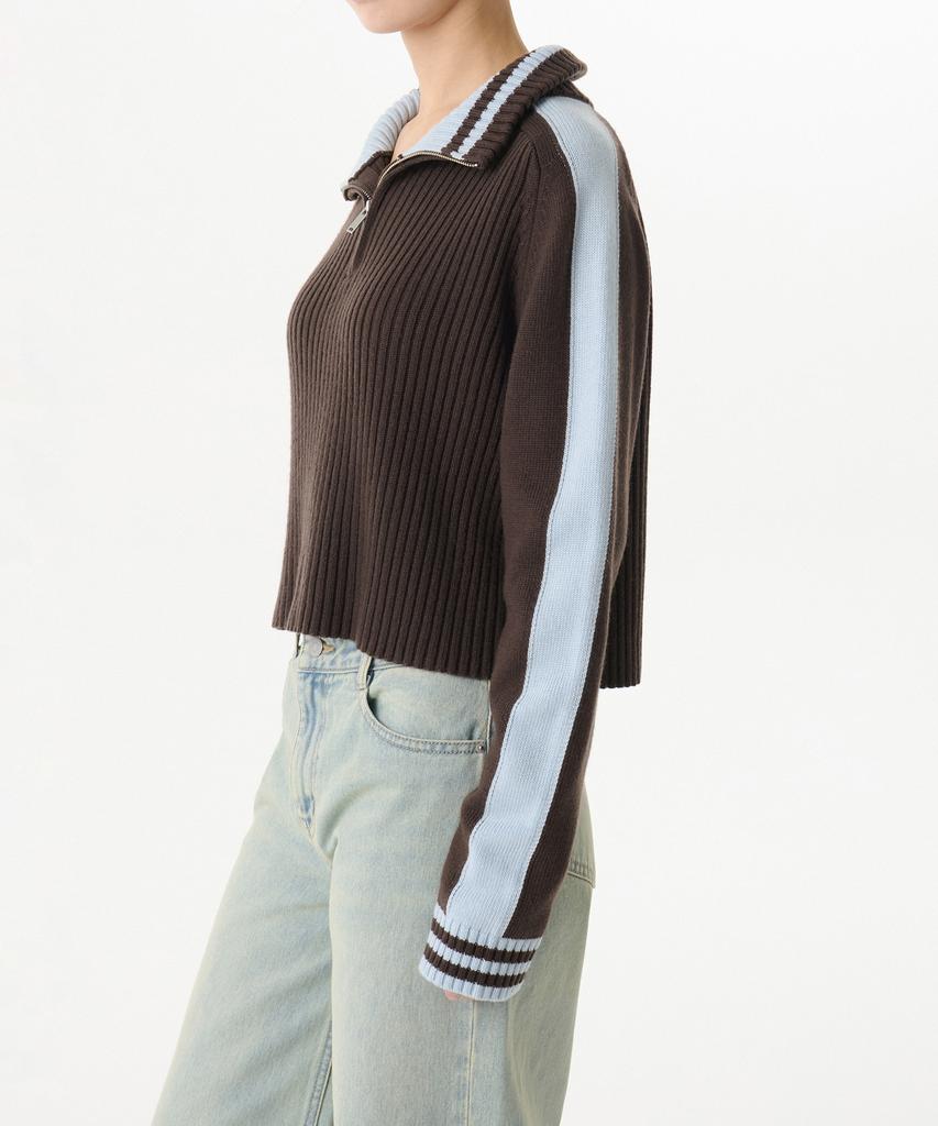 MUSINSA STANDARD WOMAN Women'S Ribbed Track Knit Half Zip [Brown]