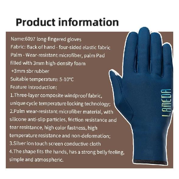 LAMEDA Thermal Cycling Gloves Winter Warm Full Finger Touchscreen Anti-Skip Bicycle Race Mountain Road Bike Gloves for Men Women