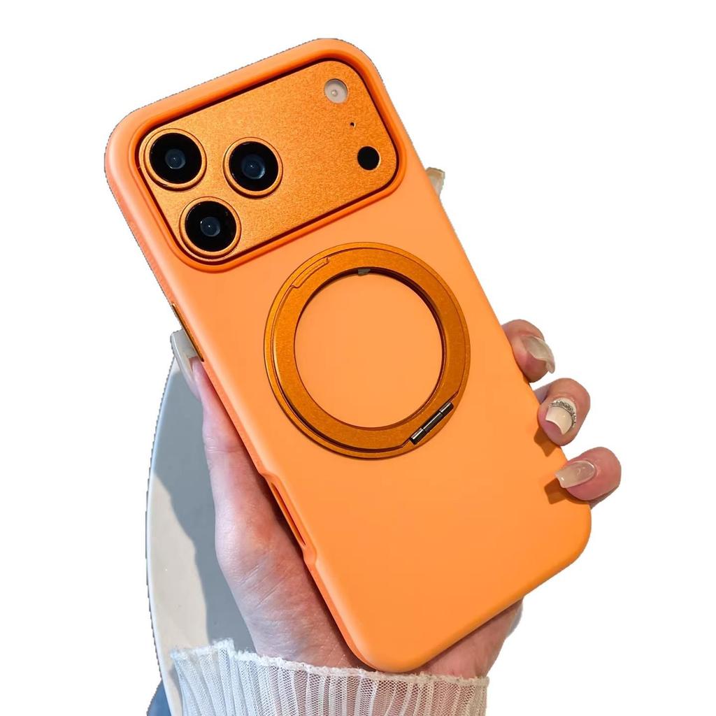 Color Contrast 360° Rotating Stand for iPhone 17/16 Pro Max, Anti-Slip Metal Frame Compatible Case