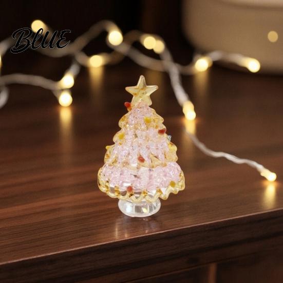 Christmas Landscaping Scene Accessory Mini Tree Figurine Handmade Colored Glaze Tabletop Ornament Creative Gifts for Friends with Star Top