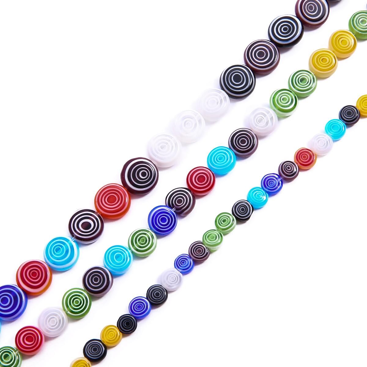 

6/8/10 мм разноцветные плоские круглые бусины миллефиори из стекла лэмпворк для изготовления ювелирных изделий своими руками 6mm 65pcs