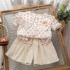 Girls Summer Floral Short Sleeve Tops And Shorts Set Cute Baby Two Piece Outfit Casual Beach Wear