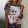 Camiseta de Mujer Animal Gato Lindo Estampada en 3D Camiseta Oversize Moda Verano Ropa Nueva para Mujer Y2k Tops Femeninos Camisetas de Chica