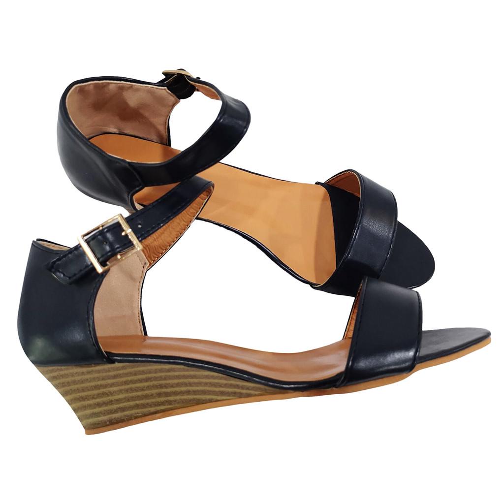 low wedge sandals with ankle strap