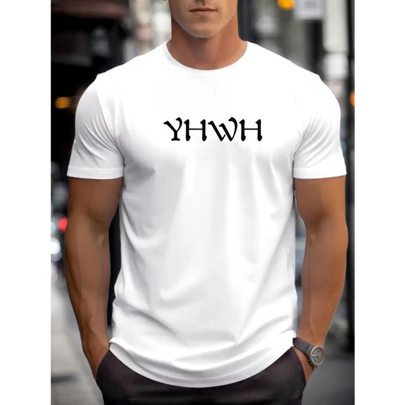 European sizes Men'S YHWH Pattern Summer Casual Short-Sleeve T-Shirt