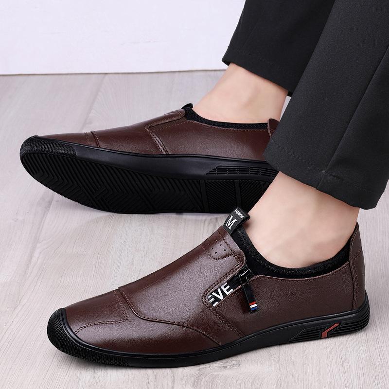 

Autumn casual leather shoes nesting men s work formal men s shoes breathable driving a pedal 46 коричневий