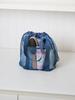 Navy Drawstring Bath Bag