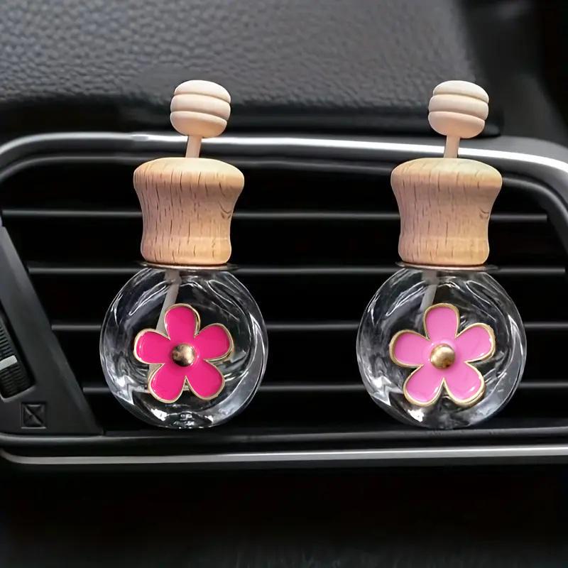 2pcs Car Fragrance Empty Glass Bottle Cute Freshener Bottle Perfume Clip Air Vent Outlet Aromatherapy Essential Oils Diffuser