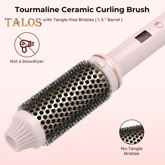 Wired Curling Brush LED Display Thermal Brush Fast Heating Negative Ion Round Brush Electric Hair Straightening Curling Wand Tools