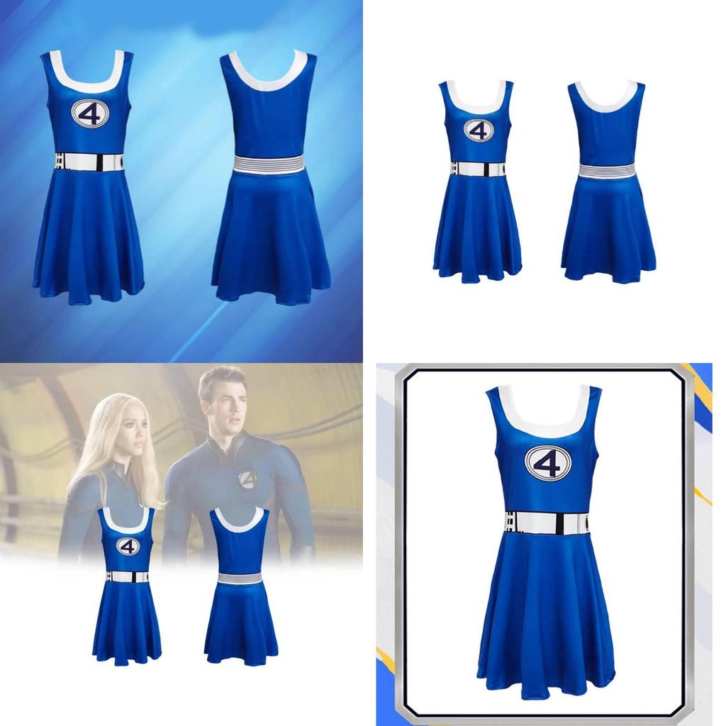 Kostium Niewidzialnej Kobiety z Fantastycznej Czwórki Na Halloween Cosplay Z Tkaniny Jedwabnej Mlecznej Dla Nastolatków